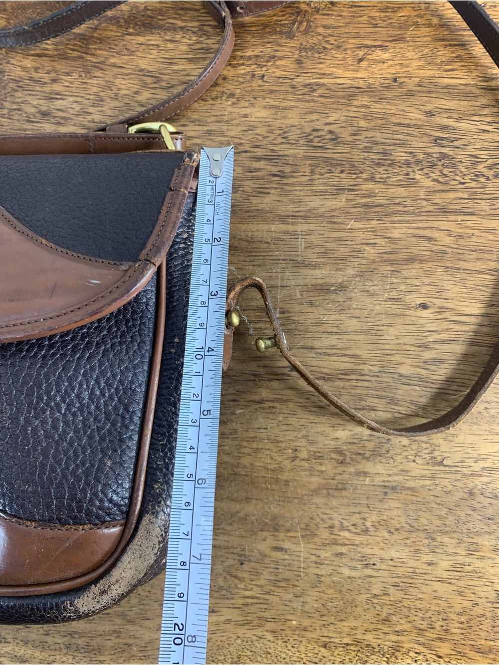 Vintage made in USA distressed leather DOONEY & BOURKE AWL USA brown crossbody - Picture 9 of 12